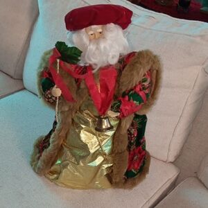 Festive Santa Figurine with Red and Gold Accents
